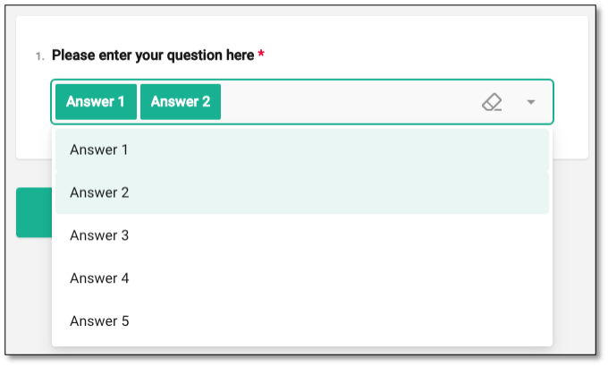 Dropdown question configuration interface