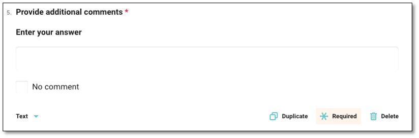 Star rating question setup