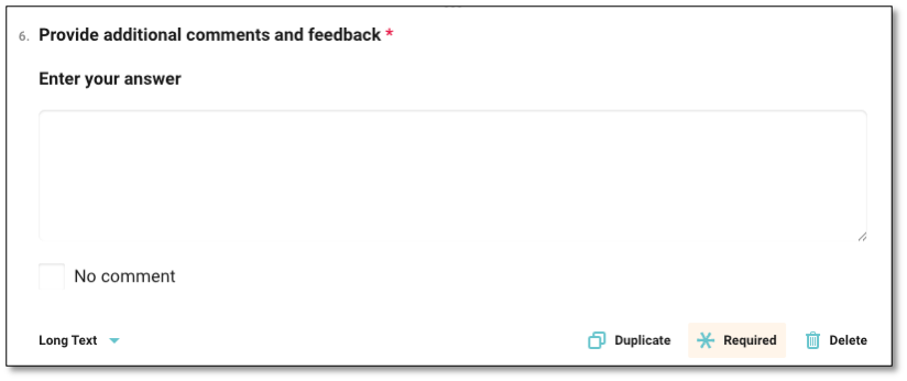 Ranking question type selection