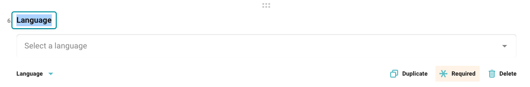 Language Selection Question Setup