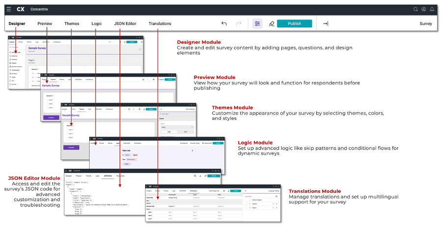 Different Tabs in Survey Builder