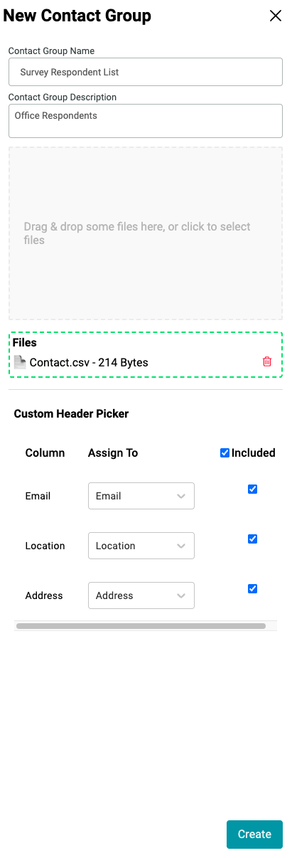 Create Contact Group form