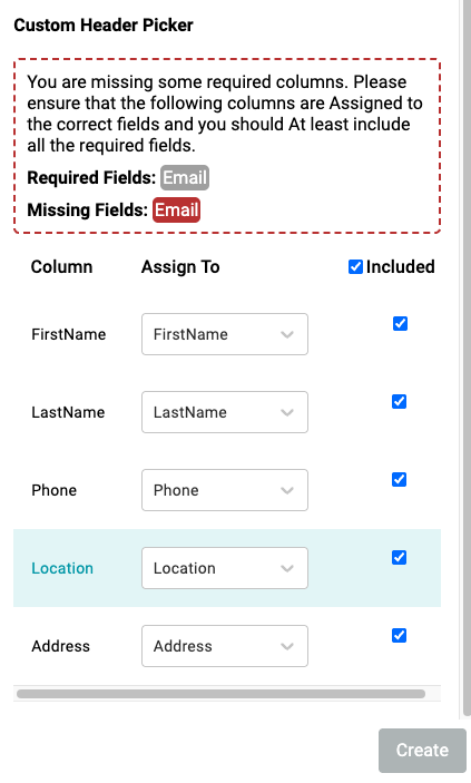File upload interface