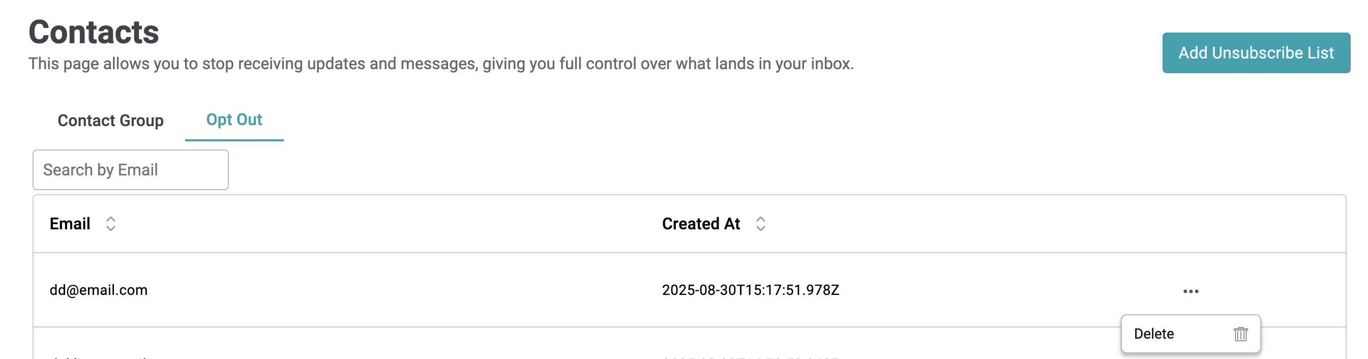 Unsubscribe management