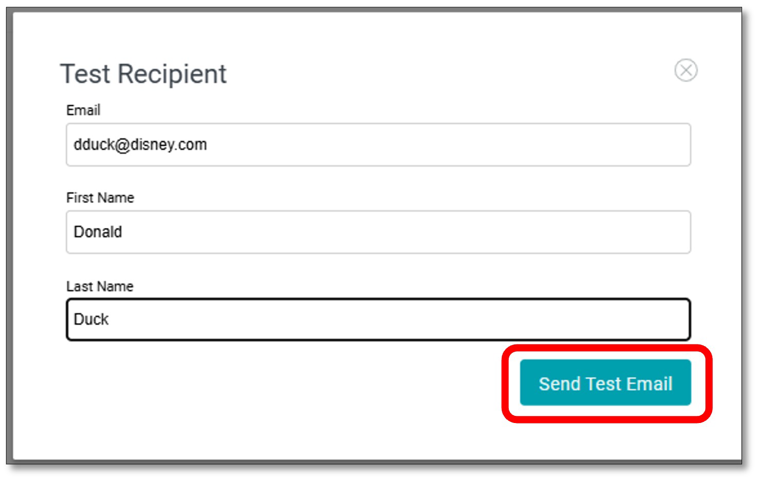 Send test email