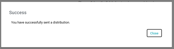 Distribution sent confirmation
