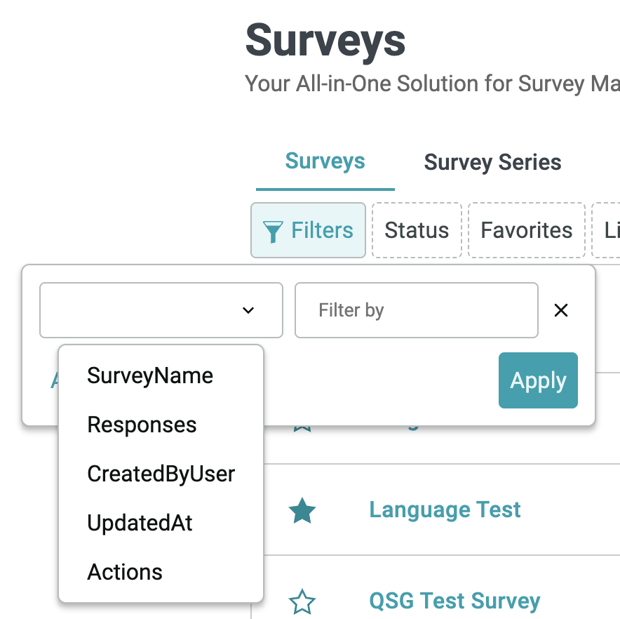 Survey filters