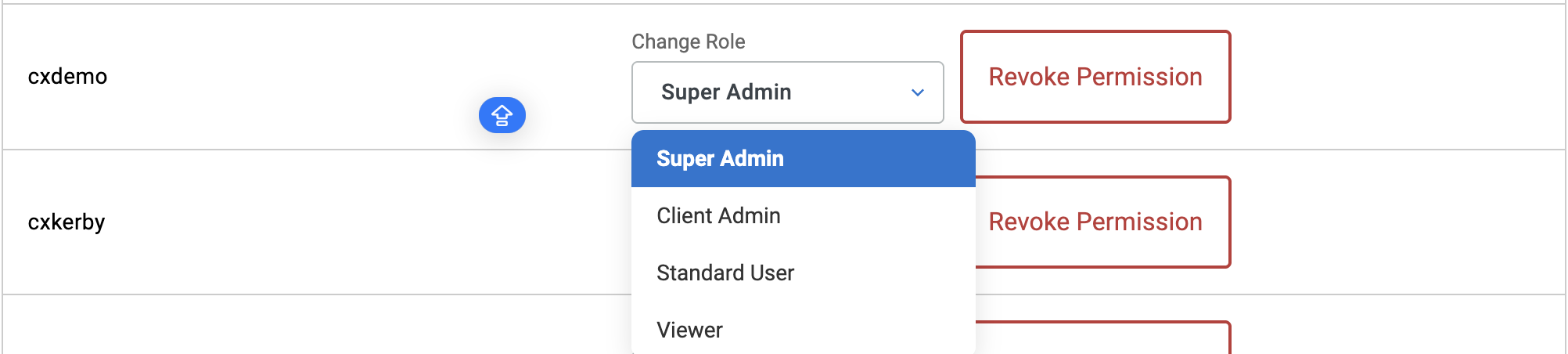 User role modification