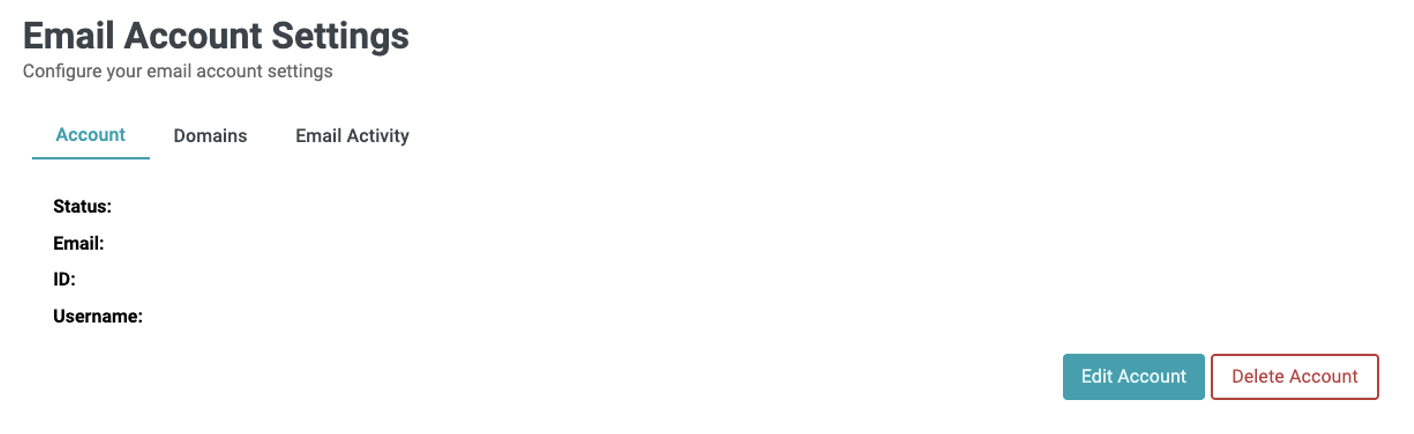 Email Account tab interface