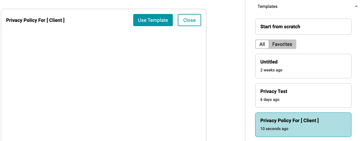 Privacy Policy setup content