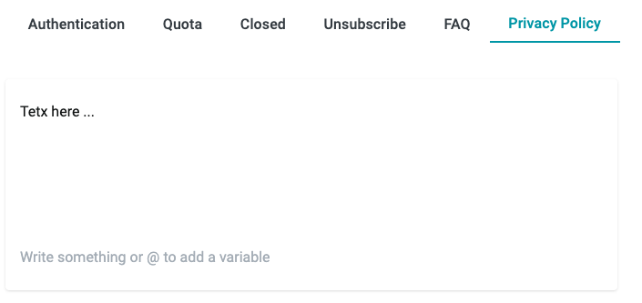Privacy Policy text editor