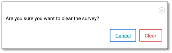 Survey toolbar with Clear Survey button for deleting survey content