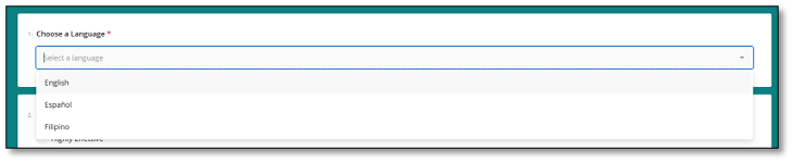 Language selection question with respondent preference tracking