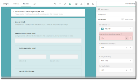 Accent color picker showing RGB, HEX, and HSL input options