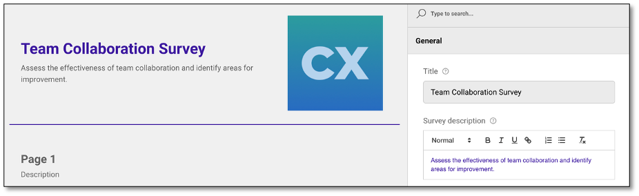 Survey Settings panel showing comprehensive property categories