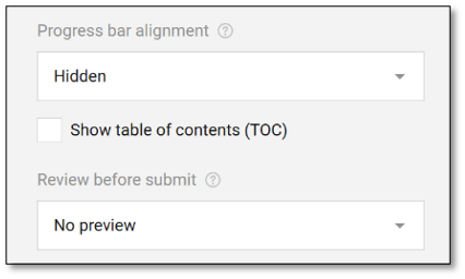 Navigation tab showing survey layout and question display options