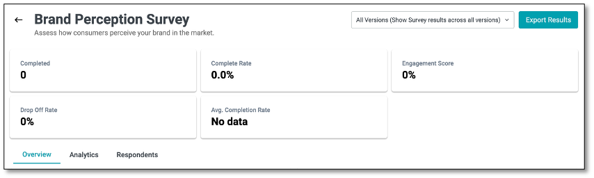 Dashboard Page showing survey name in report interface