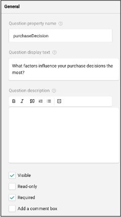 Panel question type for grouping related survey questions