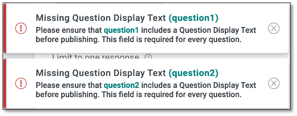 Survey status indicator showing Publish/Draft state in header