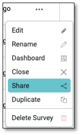 Menu access to Surveys dropdown for survey management