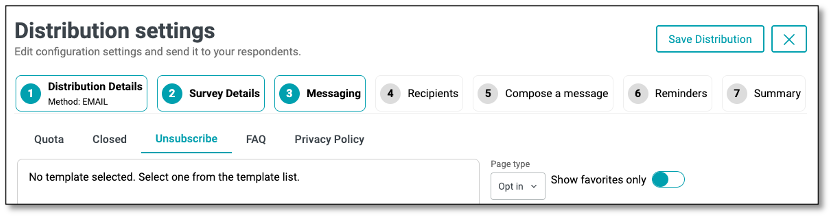 Survey response collection interface with data export options