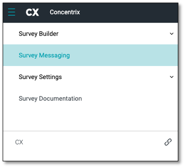 Survey Messaging menu with Authentication tab highlighted