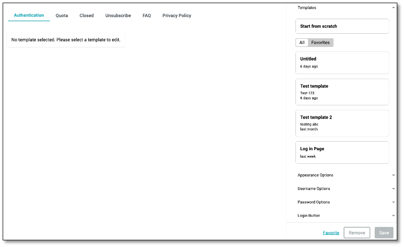 Authentication feature login interface