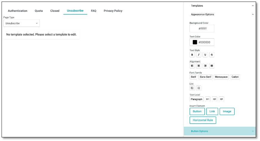 Unsubscribe confirmation page customization