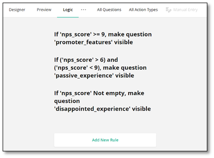 Logic module interface for survey flow management