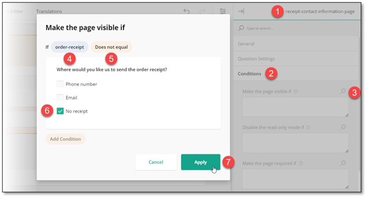 Page display logic configuration wizard