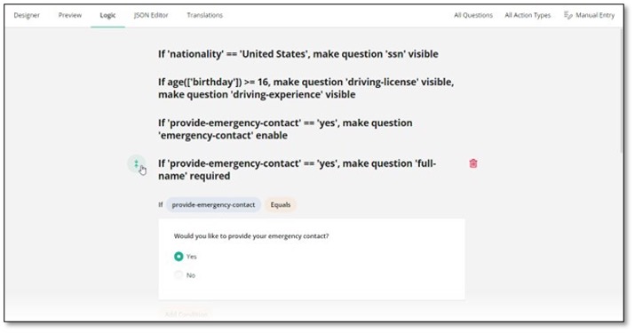 Logic module conditions overview