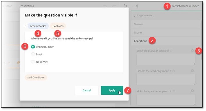 Show/Hide questions display logic configuration