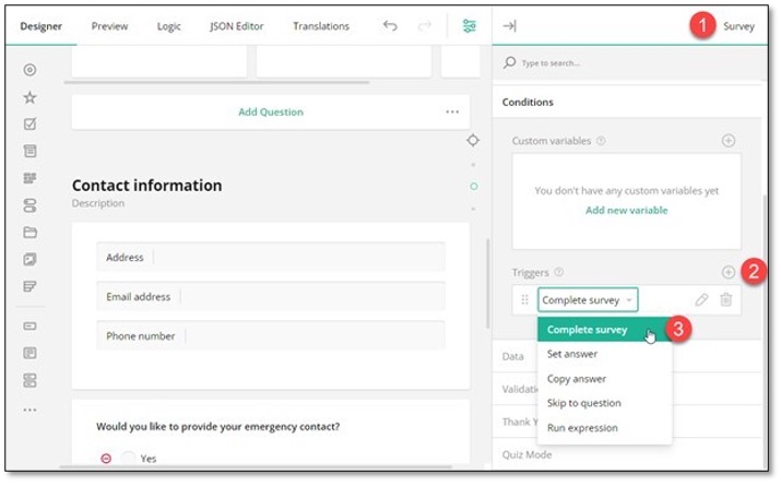 Complete survey branching logic setup