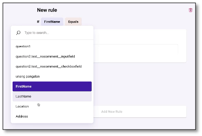 Skip logic rule configuration panel