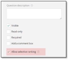 Ranking question selective ranking setting