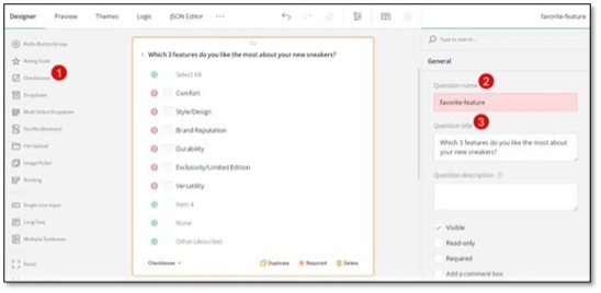 Checkboxes question configuration