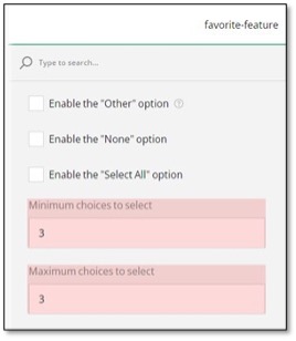 Minimum and maximum choices settings