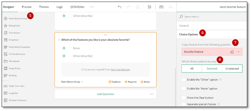 Radio Button Group carry forward setup