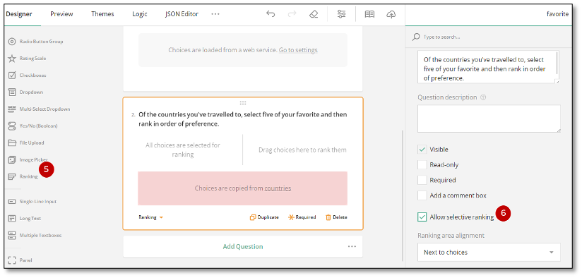 Allow selective ranking checkbox