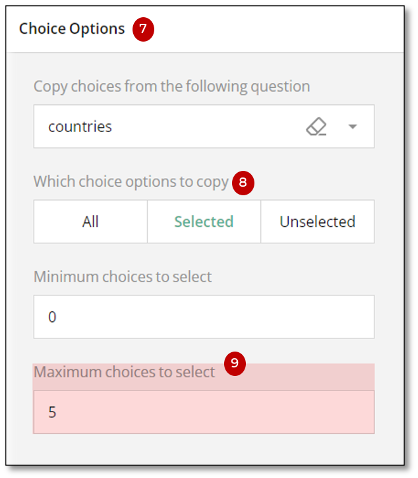 Maximum choices configuration for ranking