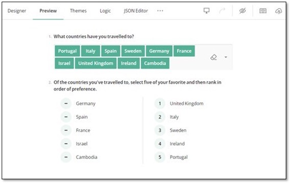 Ranking question preview testing