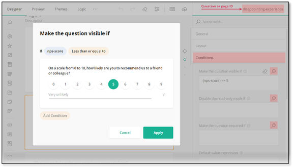 Expression builder Magic wand interface