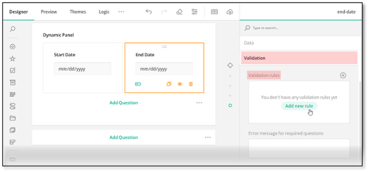 Date difference validation rule setup