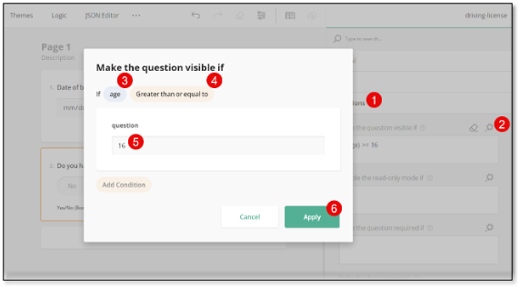 Visibility condition setup based on age custom variable