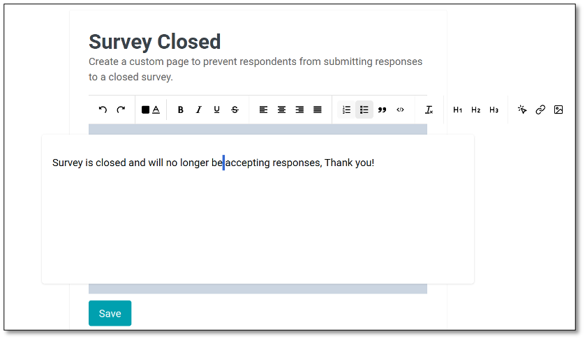 Survey Closed Message